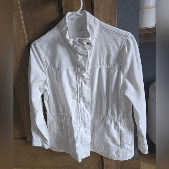 J.Crew white Utility jacket Cinch Drawstring PM Coastal Preppy Spring Summer EUC - Picture 3 of 15
